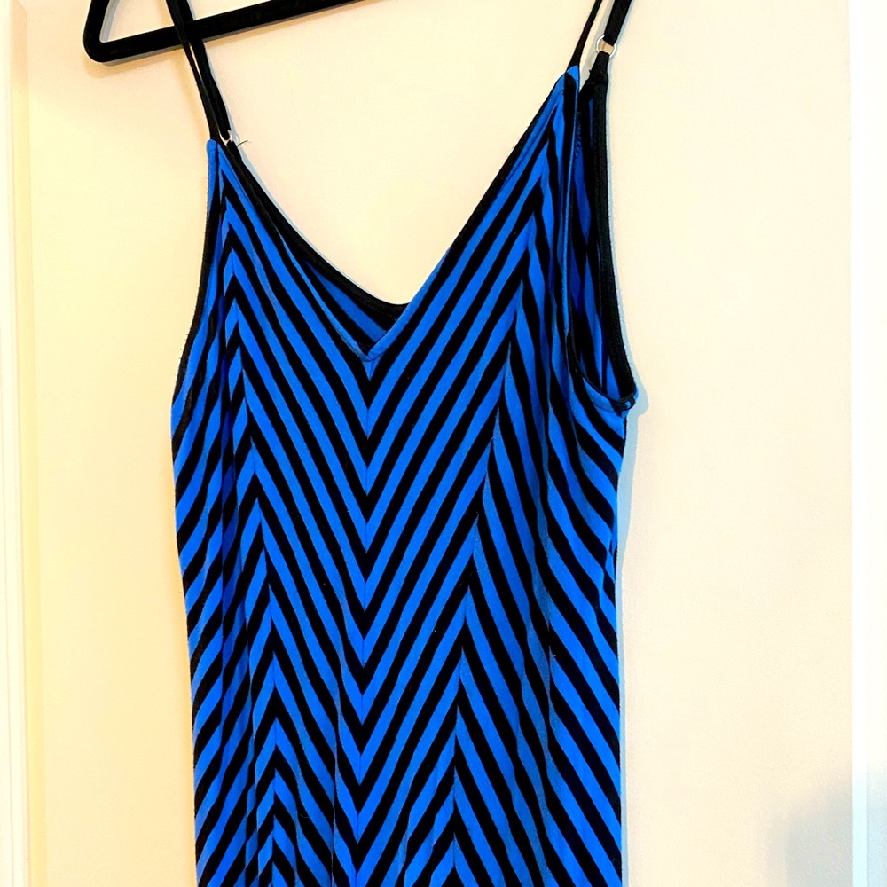 Black and Blue Chevron Maxi Dress w/adjustable straps